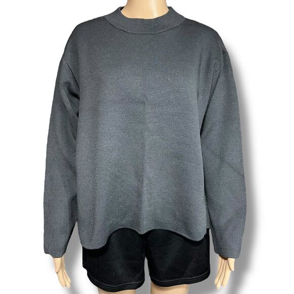 Muji Sweaters - MUJI Womens Wool Blend Knit Sweater Pullover Mock Neck Relaxed Fit Gray Med Larg